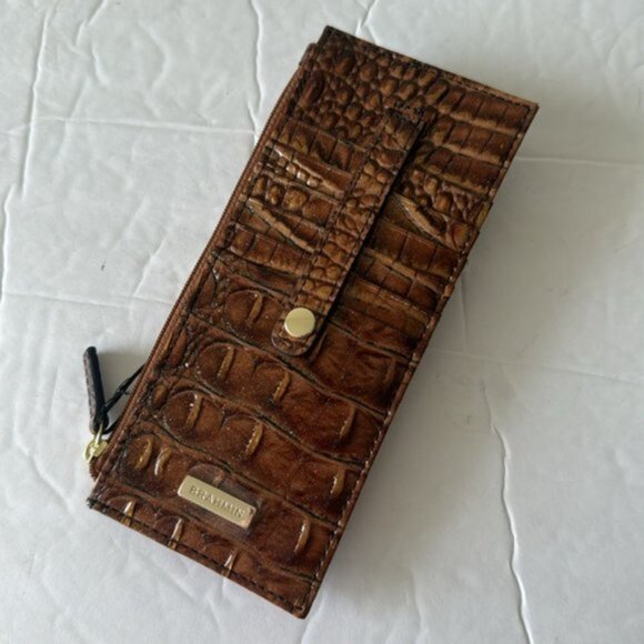 Brahmin Card Case Mystical Ombre Melbourne Wallet Croc-Embossed Leather Brown - Picture 5 of 14